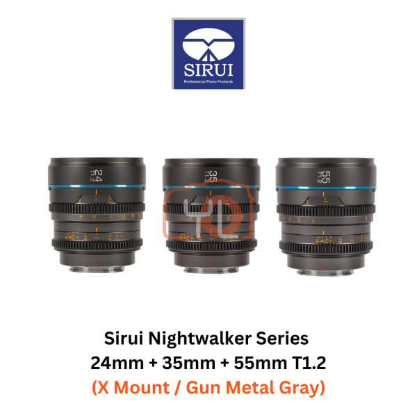 Sirui 24mm + 35mm + 55mm T1.2 Bundle (X Mount / Gun Metal Gray)