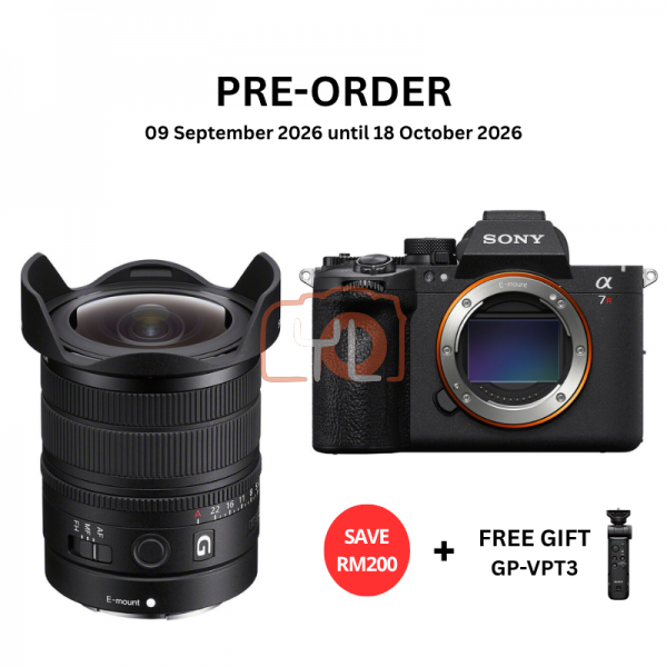 [PRE-ORDER] Sony FE 8-14mm f3.5 Fisheye G Lens PWP with Sony a7R VI Mirrorless Camera Body - Free Sony GP-VPT3 Wireless Shooting Grip with Detachable Remote