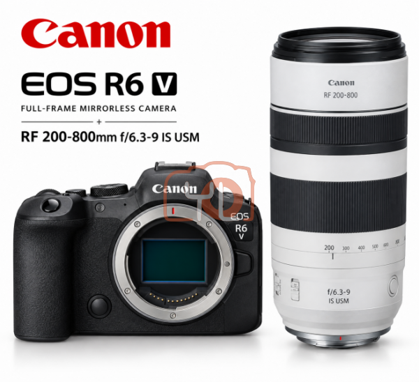 Canon EOS R6V Mirrorless Camera Body + RF 200-800mm F6.3-9 IS USM Lens (Free Homan 256GB CF Express Type B Card)
