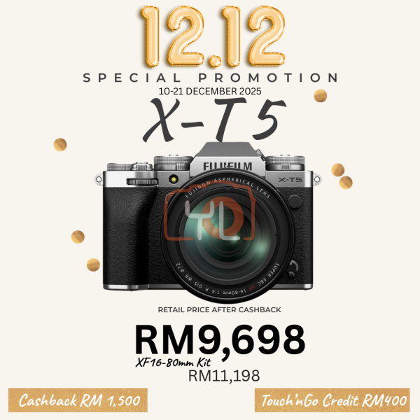 FUJIFILM X-T5 Camera Kit XF16-80mm F4 R OIS WR Lens (Silver) - Free Sandisk 32GB UHS II SD Card {12.12 PROMO}