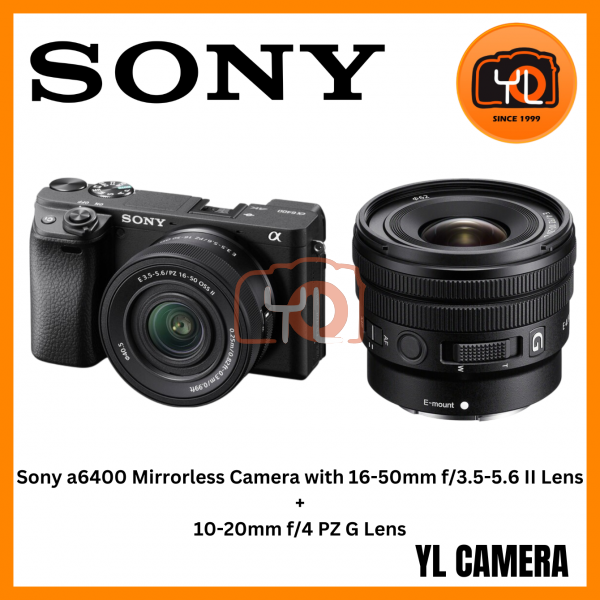 Sony a6400 Mirrorless Camera with 16-50mm f3.5-5.6 II Lens (Black) + Sony 10-20mm f4 PZ G Lens (Free Sandisk 64GB Extreme Pro SD Card)