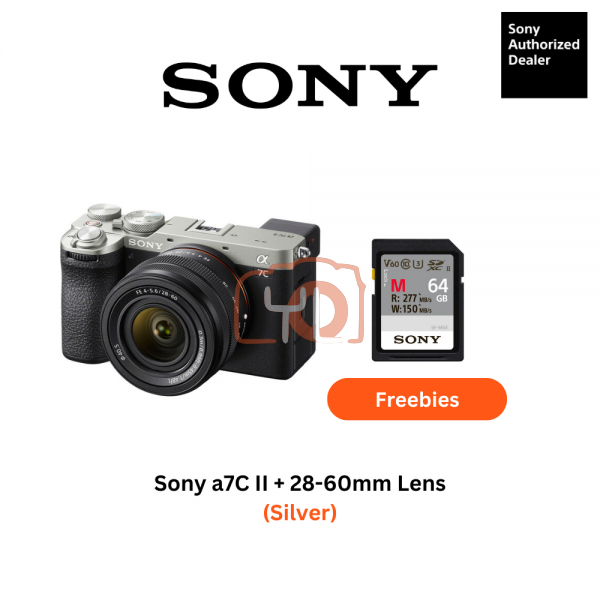 Sony a7C II + 28-60mm Lens (Silver) - Free Sony 64GB 277/150MB SD Card, Extra Battery NP-FZ100 & LCS-BBK  Carrying Case