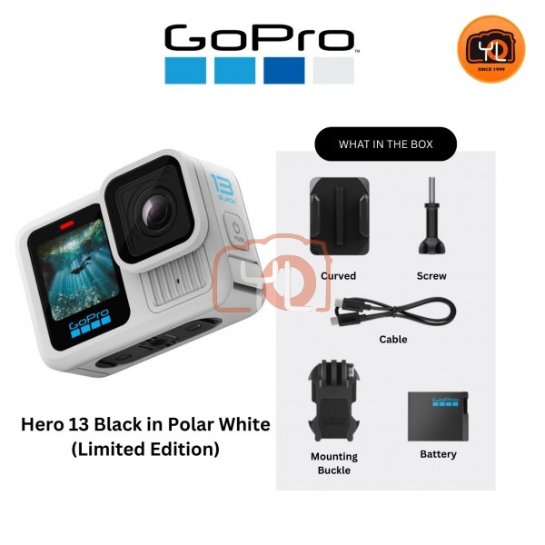 GoPro HERO13 Black in Polar White (Limited Edition) (bundle with 64GB Card & White Shorty PI967-SII)