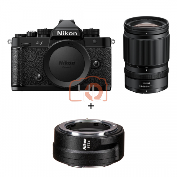 Nikon ZF Mirrorless Camera Kit 24-105mm F4 Lens (Black) + FTZ II Adapter (Free Extra Battery EN-EL15c Redeem online send email to service@futuromic.com )