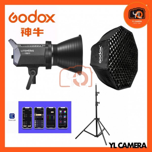 Godox Litemons LA150Bi Bi-Color LED Light (SB-FW140 Octagon Softbox + 280CM Light Stand)