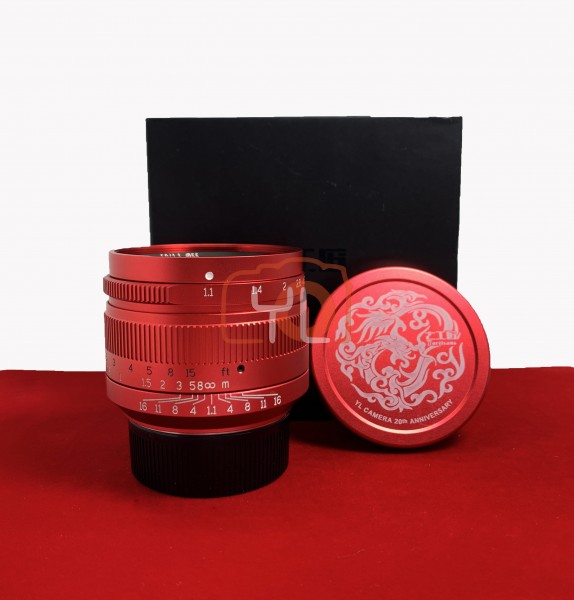[USED-PJ33] 7artisans 50mm F1.1 (Red Edition)  86/100 YL 20TH Anniversary Edition For Leica M , 95% Like New Condition