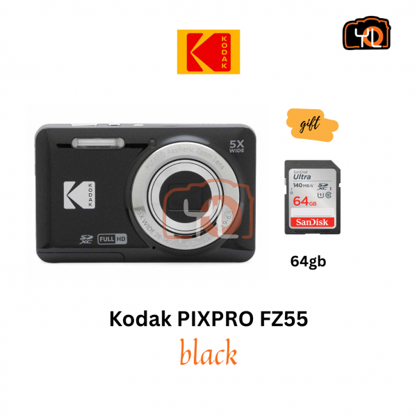 Kodak PIXPRO FZ55 Digital Camera (Black)(Free 64gb card)
