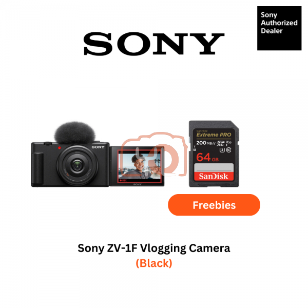 Sony ZV-1F Vlogging Camera (Black) - Free Sandisk 64GB Extreme Pro SD Card & ZV New Pouch