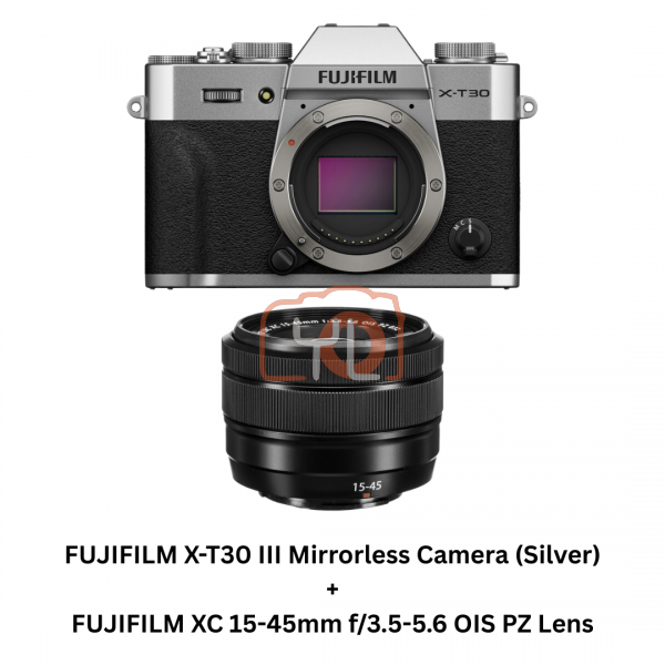 FUJIFILM X-T30 III Mirrorless Camera (Silver) +FUJIFILM XC 15-45mm f/3.5-5.6 OIS PZ Lens