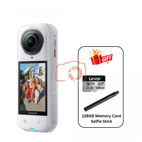 Insta360 X5 360° 8K Camera - Satin White (Free 128GB Memory Card + Pgytech 96cm Selfie Stick)