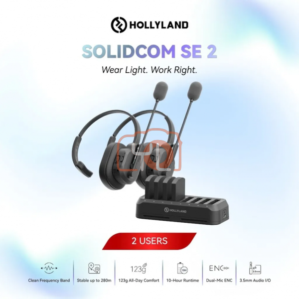 Hollyland Solidcom SE 2 Full-Duplex Wireless Intercom Headset System with Dual-Mic ENC (1.9Ghz)