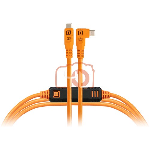 Tether Tools CUC15RTG2-ORG TetherPro Optima USB-C Cable (15', High-Visibility Orange, Right-Angle)