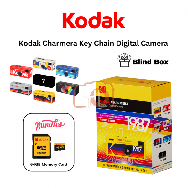 Kodak Charmera Key Chain Digital Camera (Random Style Blind Box) +  card (64GB)