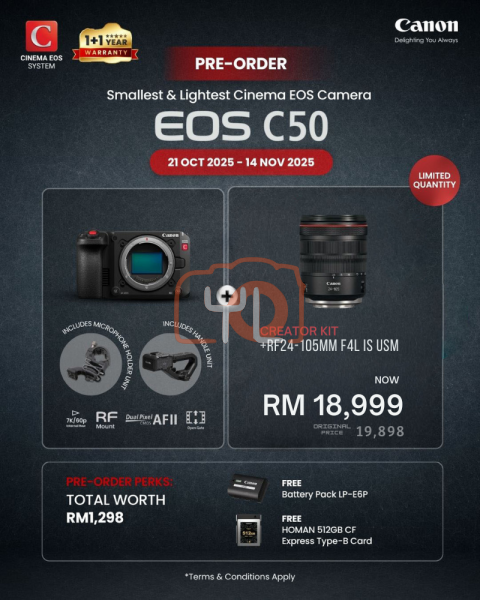 Canon EOS C50 Full-Frame Cinema Camera with 24-105mm F4 L IS USM Lens (Creator Kit)