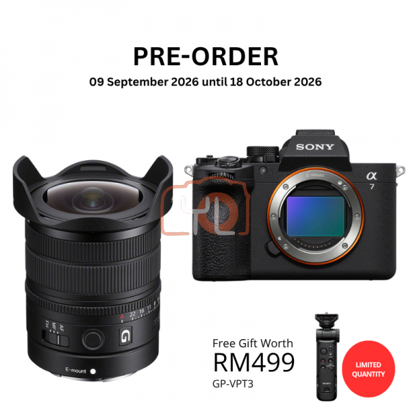 [PRE-ORDER] Sony FE 8-14mm f3.5 Fisheye G Lens PWP with Sony a7 V Mirrorless Camera Body - Free Sony GP-VPT3 Wireless Shooting Grip with Detachable Remote