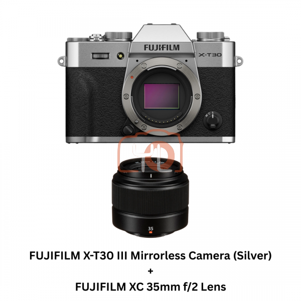 FUJIFILM X-T30 III Mirrorless Camera (Silver) + FUJIFILM XC 35mm f/2 Lens