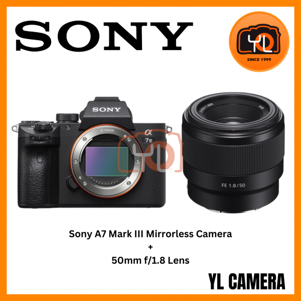 Sony a7 III Mirrorless Camera (Body) + Sony FE 50mm f/1.8 Lens (Free Sandisk 64GB Extreme Pro SD Card & Extra Battery & RM200 Touch N Go Voucher Online Redemption)