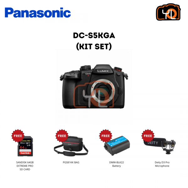 Panasonic Lumix DC-S5 + S 20-60mm F3.5-5.6 ( FREE SANDISK 64GB EXTREME PRO SD CARD, PGS81KK Bag, DMW-BLK22 Battery and Deity D3 Pro Microphone)