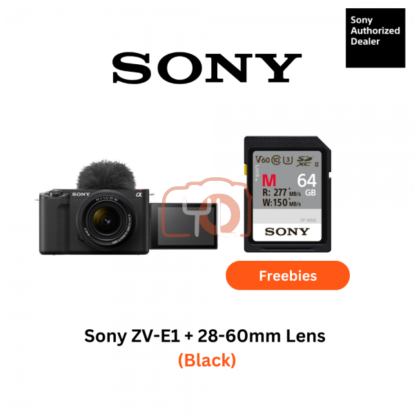 Sony ZV-E1 Mirrorless Camera + 28-60mm Lens (Black) - Free Sony SF-M64 SD Card
