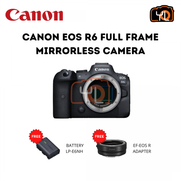 Canon EOS R6 Full Frame Mirrorless Camera - (Free LP-E6NH battery & EF-EOS R Adapter)