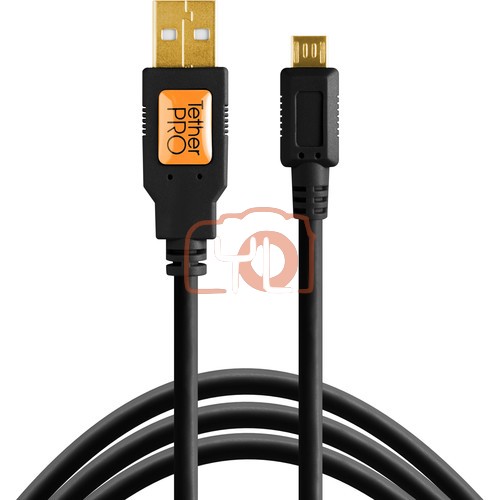 Tether Tools TetherPro USB 2.0 A Male to Micro-B 5-Pin Cable (15', Black)