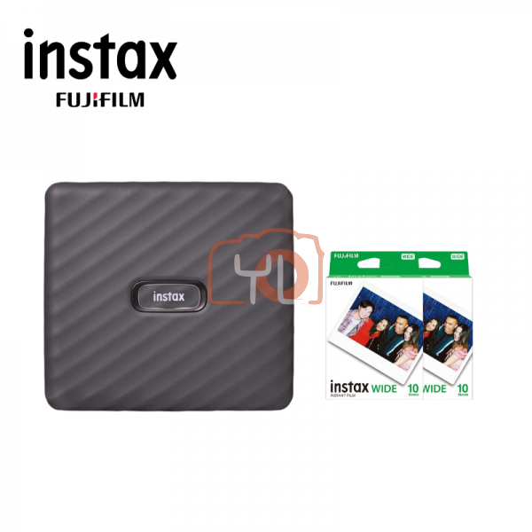 FUJIFILM INSTAX Link Wide Smartphone Printer + 1 Pack 10s Wide Film (Mocha Gray)