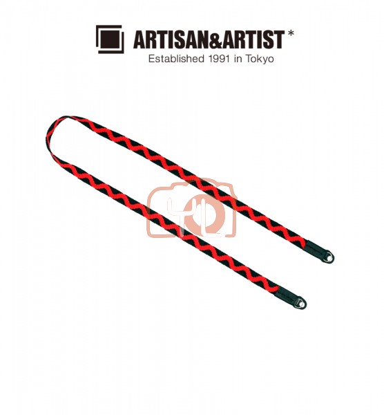 Artisan&Artist ACAM-317 Sazanami Silk Cord Strap Pattern (Standard Balck x Red, 980mm)