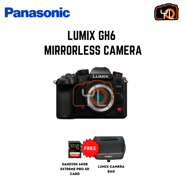 Panasonic Lumix GH6 Mirrorless Camera ( Free Sandisk 64GB Extreme Pro SD card and Lumix Camera Bag & Extra Battery )