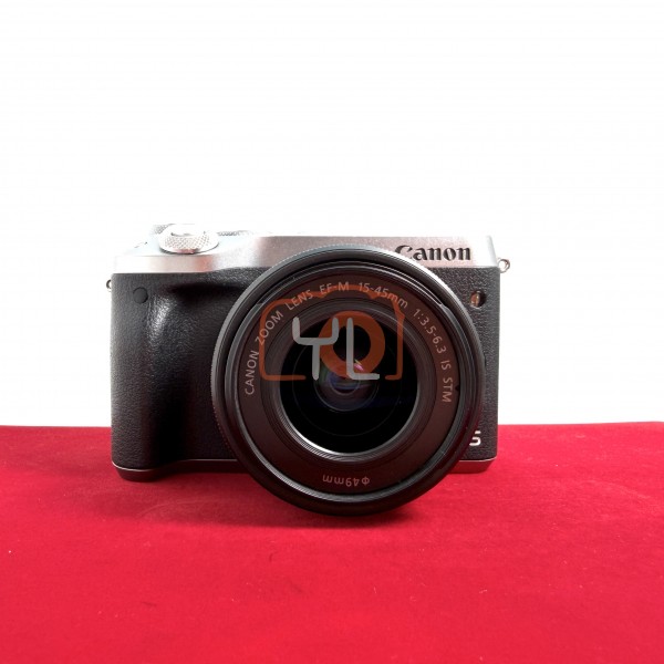 [USED-PJ33] Canon Eos M6 Kit 15-45MM F3.5-6.3 STM EFM, 90% Like New Condition (S/N:4381500873)