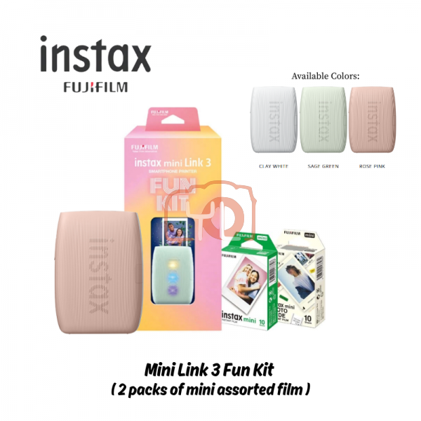 FUJIFILM INSTAX MINI LINK 3 Fun Kit (With 20pcs mini film) - Rose Pink