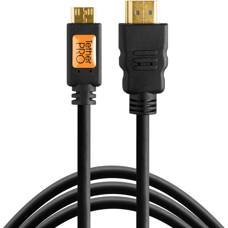 Tether Tools TPHDCA3 TetherPro Mini HDMI Male (Type C) to HDMI Male (Type A) Cable - 3' (Black)