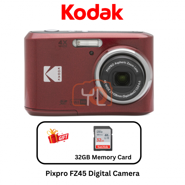 Kodak Pixpro FZ45 Digital Camera (Red) (Free 32gb card )