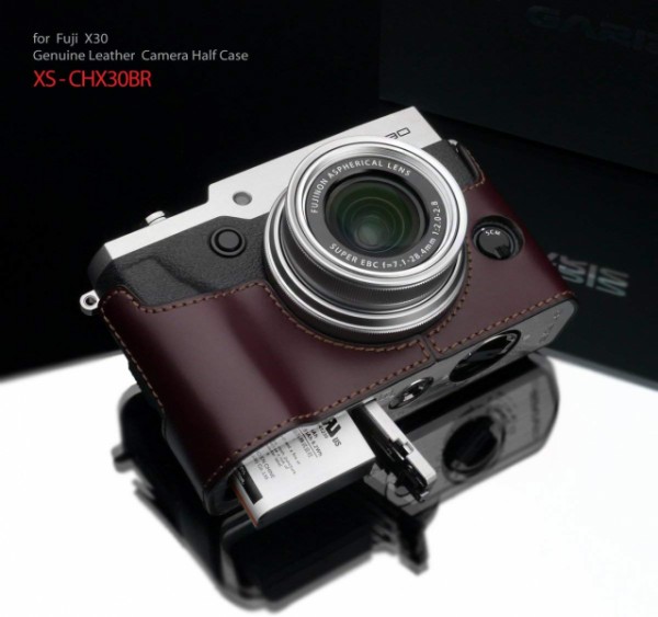 Gariz Genuine Leather XS-CHX30BR Camera Metal Half Case for Fuji Fujifilm X30, Brown