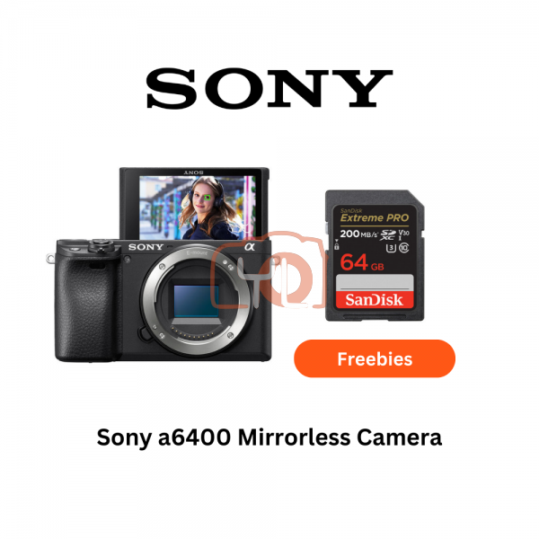 Sony A6400 Camera (Black) - Free Sandisk 64GB Extreme Pro SD Card