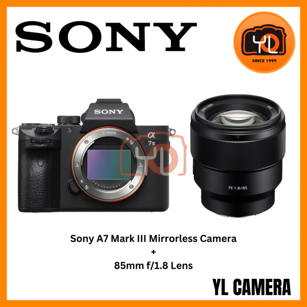 Sony a7 III Mirrorless Camera (Body) + Sony FE 85mm f/1.8 Lens (Free Sandisk 64GB Extreme Pro SD Card & Extra Battery & RM200 Touch N Go Voucher Online Redemption)