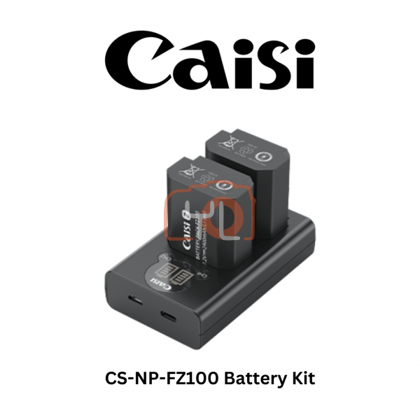 Caisi CS-NP-FZ100 Battery Kit (2400Mah) for Sony A6700, A6600, A7R IV, A7R V, A7 IV (2pcs Batteries with Dual Charger)