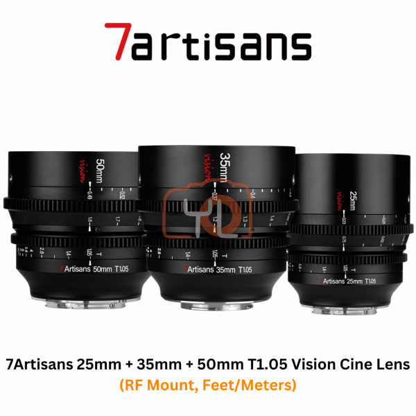 7Artisans 25mm + 35mm + 50mm T1.05 Vision Cine Lens (RF Mount, Feet/Meters)