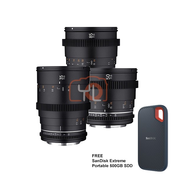 Samyang VDLSR MK2 Video Lens Set (35mm, 50mm, 85mm) - Nikon F