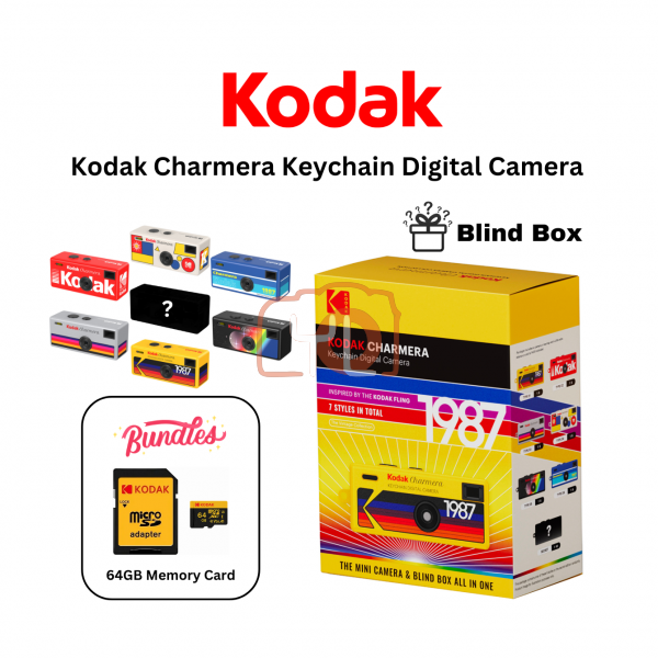 Kodak Charmera Key Chain Digital Camera (Random Style Blind Box) +  card (64GB)