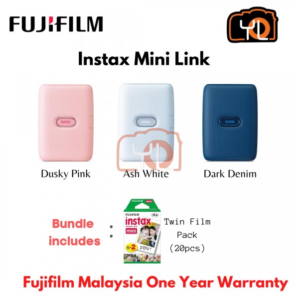 Fujifilm INSTAX Mini Link Smartphone Printer (Dusky Pink) + Twin Pack