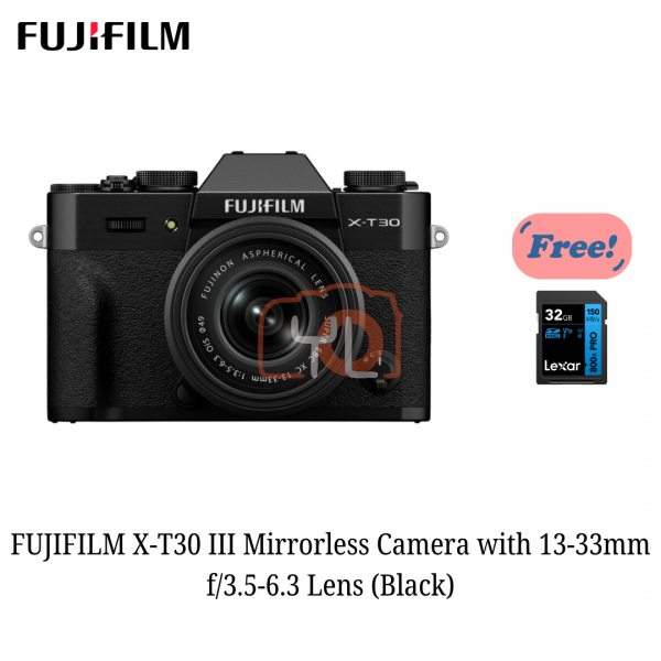 FUJIFILM X-T30 III Mirrorless Camera with 13-33mm f/3.5-6.3 Lens (Black)- [FREE 32 GB SD Card]