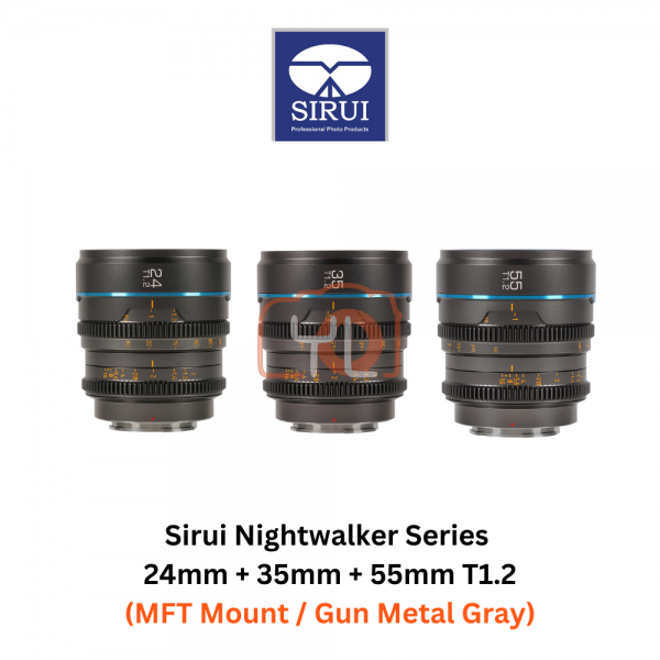 Sirui 24mm + 35mm + 55mm T1.2 Bundle (MFT Mount / Gun Metal Gray)