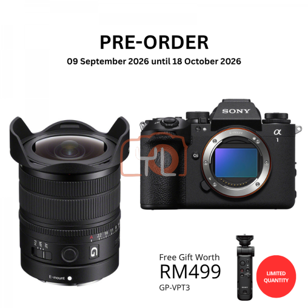 [PRE-ORDER] Sony FE 8-14mm f3.5 Fisheye G Lens PWP with Sony a1 II Mirrorless Camera Body - Free Sony GP-VPT3 Wireless Shooting Grip with Detachable Remote