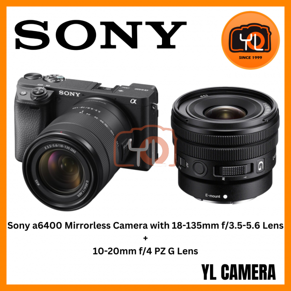 Sony a6400 Mirrorless Camera with 18-135mm f/3.5-5.6 Lens+ Sony 10-20mm f/4 PZ G Lens (Free Sandisk 64GB Extreme Pro SD Card)