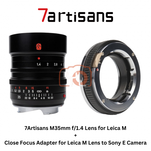 7Artisans M35mm f1.4 Lens for Leica M + Close Focus Adapter for Leica M Lens to Sony E Camera