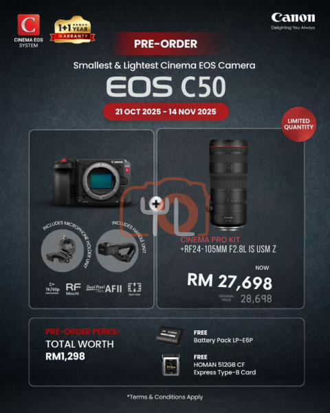 Canon EOS C50 Full-Frame Cinema Camera with 24-105mm F2.8 L IS USM Lens (Cinema Pro Kit)