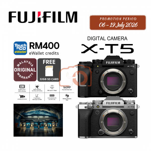 FUJIFILM X-T5 Camera Body (Black) - Free Sandisk 32GB UHS II SD Card {12.12 PROMO}