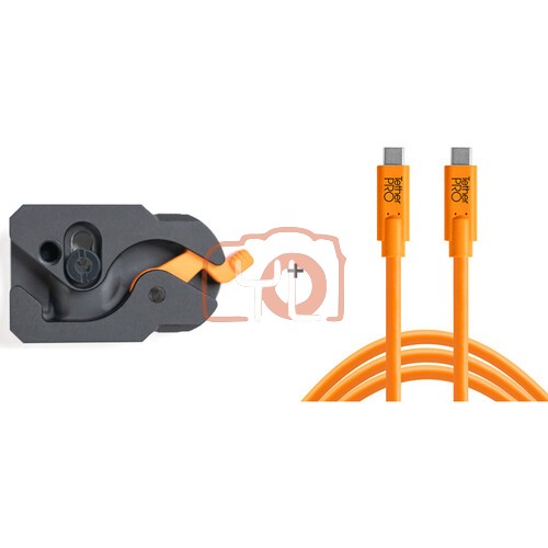 Tether Tools LLPC15-ORG TetherGuard LeverLock Plate & TetherPro USB-C Cable Kit (15', High-Visibility Orange)