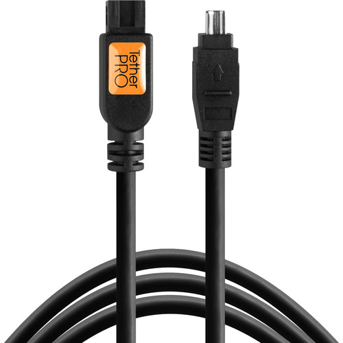 Tether Tools FWBI49BLK TetherPro FireWire 800 9-pin to FireWire 400 4-pin Cable (Black, 15')