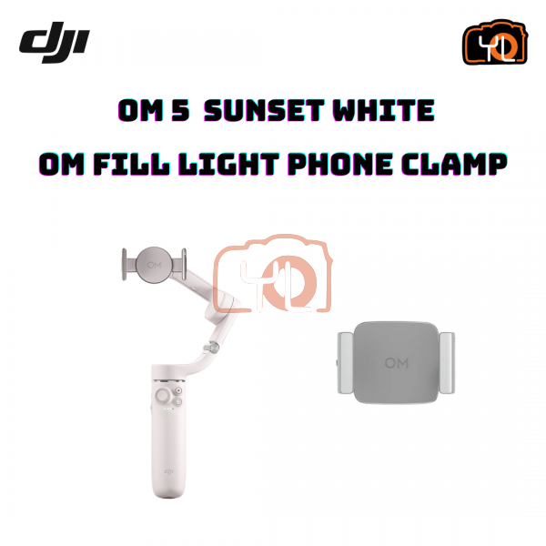 DJI Osmo Mobile 5 Smartphone Gimbal (Sunset White) +  DJI OM Fill Light Phone Clamp